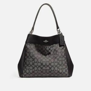 Coach Black Signature Canvas and Leather Small Lexy Shoulder Bag